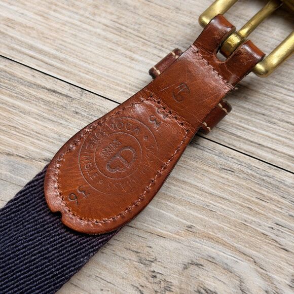 Vintage Dooney & Bourke Stretch Belt Size 36 Navy Red Stripe Leather Trim USA main image 11
